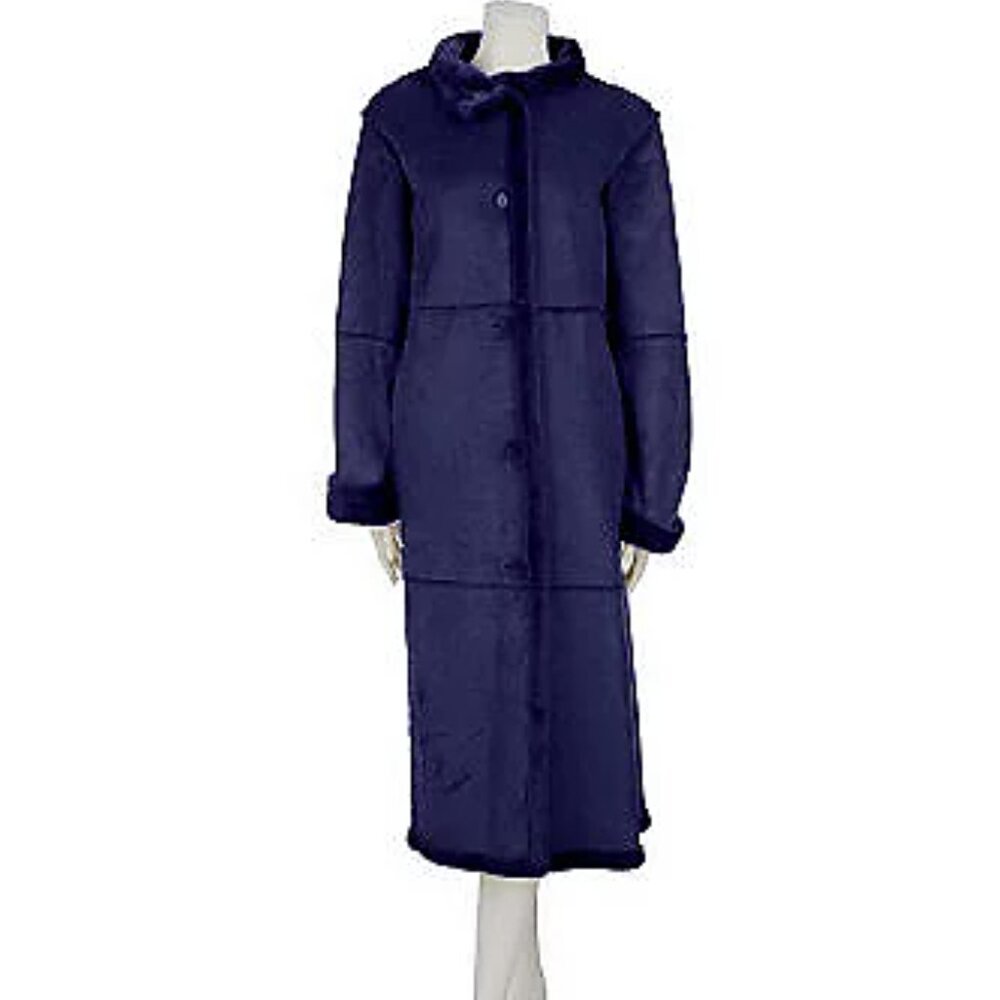 Centigrade Petite Washable Faux Shearling Button Front Long Coat  16084
